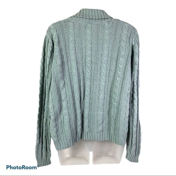 Charter Club sea foam green cable knit sweater 1980s 80s style medium - Picture 10 of 12